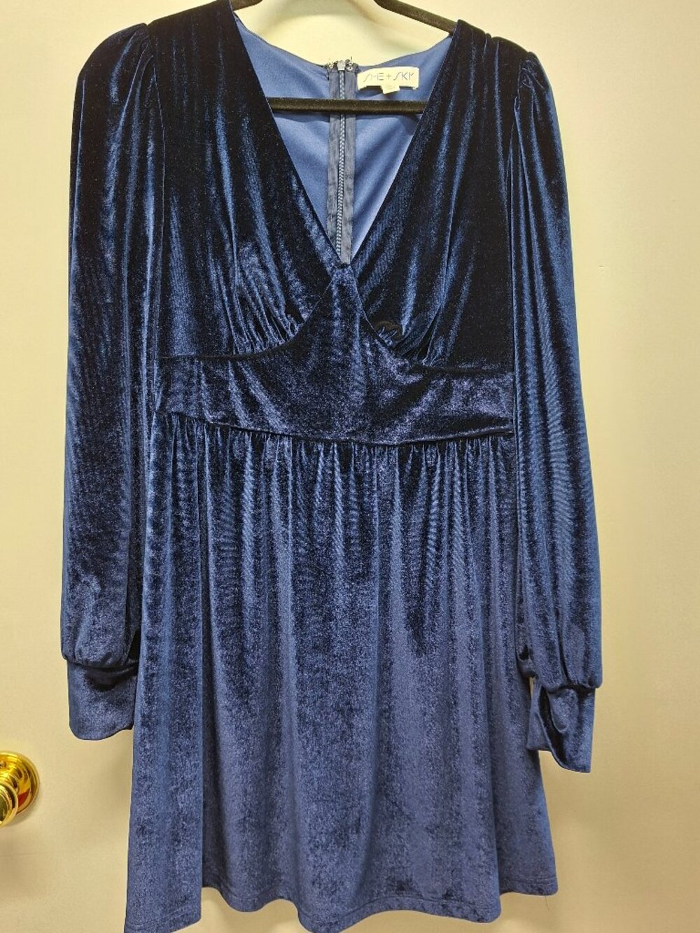 She + Sky Blue Velvet Dress